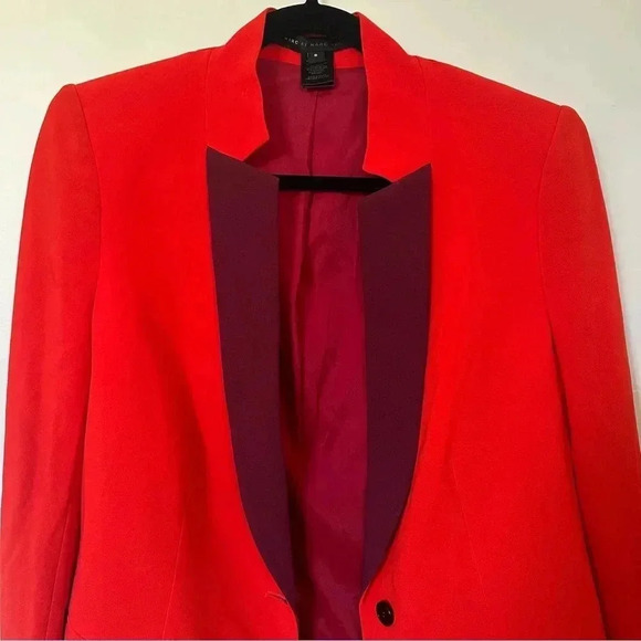 Marc Jacobs Sparks Crepe Blazer Bright Red with Maroon Size 6 Like New - Picture 4 of 10
